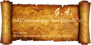 Günszberger Apollinár névjegykártya